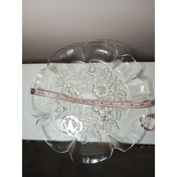 Vintage Mikasa Walther Crystal Rosella Platter Floral Ruffled Round Plate - Picture 3 of 4